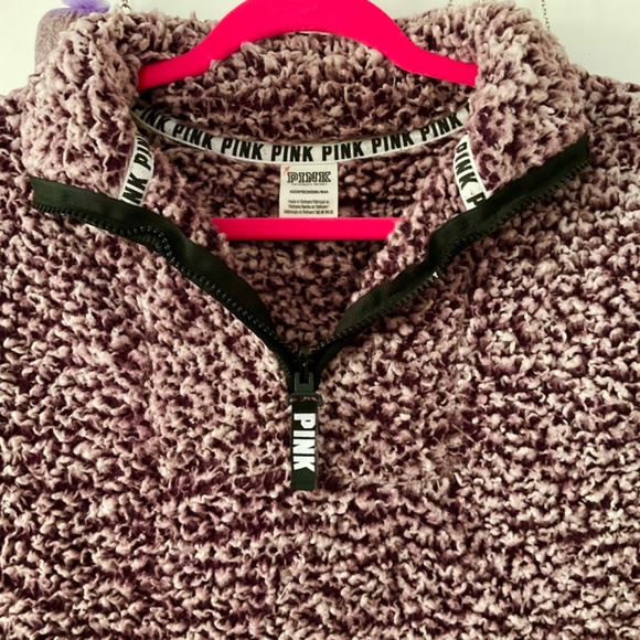 Victorias Secret PINK Sherpa Quarter Zip Pullover Sweater Jacket - Picture 3 of 6